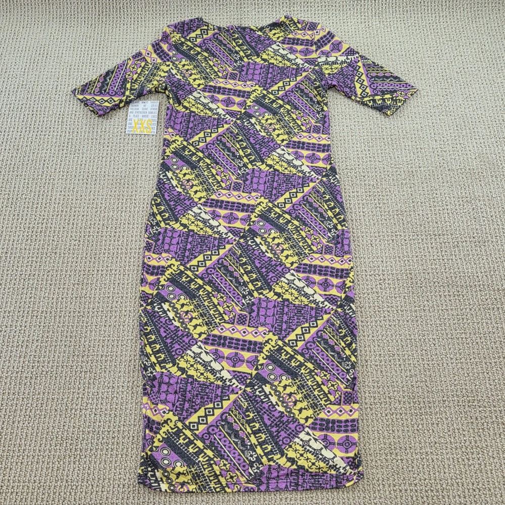 NWT LuLaRoe Julia Form Fitting Knee Length Geometric Knit Dress Womens XXS - Picture 3 of 9